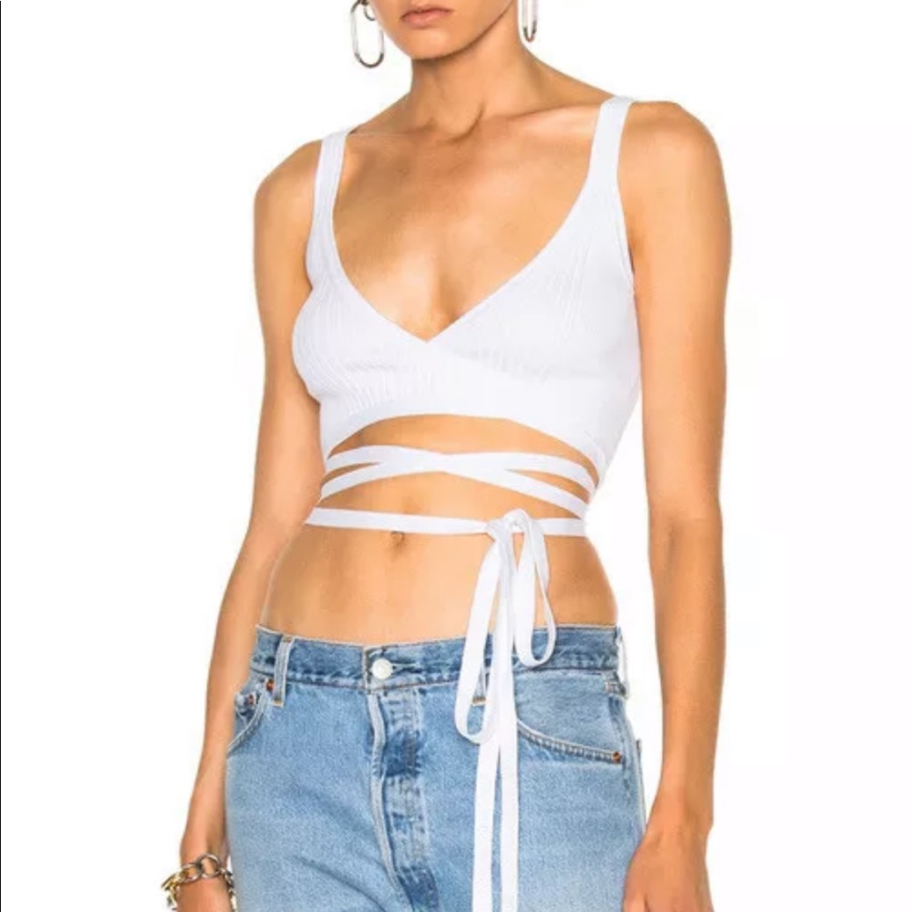 ALEXANDER WANG RIBBED WRAP BRA, SIZE XS